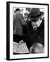 Man Smoking Cigar While Examining Stamps at Stamp Market on Avenue Matignon-Alfred Eisenstaedt-Framed Photographic Print