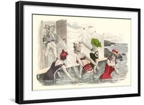 Man Snapping Picture of Bathing Beauties-null-Framed Art Print