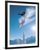 Man snowboarding on sunnny day-Henry Georgi-Framed Premium Photographic Print