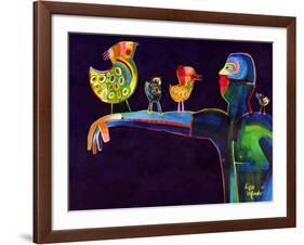 Man Speaking with Birds-Susse Volander-Framed Art Print