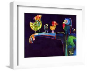 Man Speaking with Birds-Susse Volander-Framed Art Print