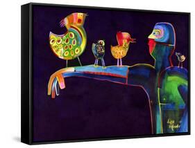 Man Speaking with Birds-Susse Volander-Framed Stretched Canvas