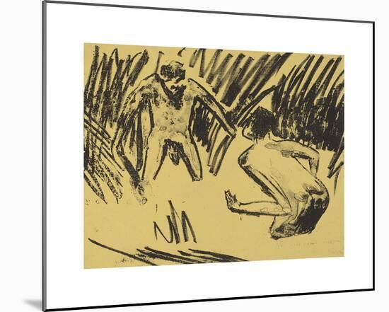 Man Splashing in the Reeds-Ernst Ludwig Kirchner-Mounted Premium Giclee Print