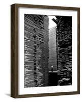 Man Standing in the Lumberyard of Seattle Cedar Lumber Manufacturing-Alfred Eisenstaedt-Framed Photographic Print