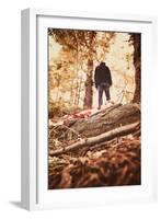 Man Standing in Woods-Steve Allsopp-Framed Photographic Print