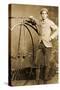 Man Standing Next to His Penny-Farthing, C.1890-null-Stretched Canvas