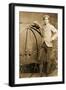 Man Standing Next to His Penny-Farthing, C.1890-null-Framed Photographic Print