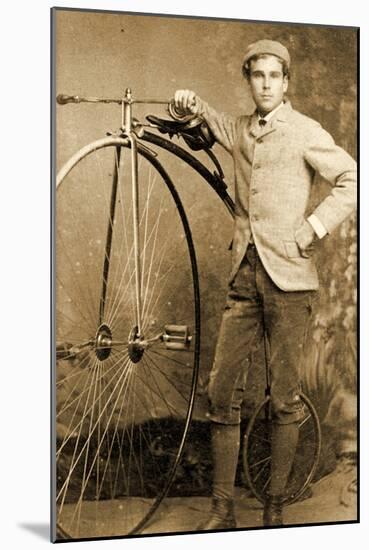 Man Standing Next to His Penny-Farthing, C.1890-null-Mounted Photographic Print