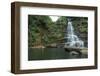 Man Standing next to Huge Tropical Jungle Waterfall in Okinawa, Japan-Sam Spicer-Framed Photographic Print