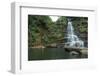 Man Standing next to Huge Tropical Jungle Waterfall in Okinawa, Japan-Sam Spicer-Framed Photographic Print