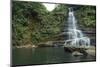 Man Standing next to Huge Tropical Jungle Waterfall in Okinawa, Japan-Sam Spicer-Mounted Photographic Print