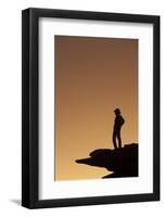 Man standing on rock surveying the view. (MR)-Brenda Tharp-Framed Photographic Print