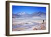 Man Standing on Rocks Looking over Miscanti Laguna, Turquoise Mineral Lake, San Pedro De Atacama-Kimberly Walker-Framed Photographic Print