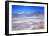 Man Standing on Rocks Looking over Miscanti Laguna, Turquoise Mineral Lake, San Pedro De Atacama-Kimberly Walker-Framed Photographic Print