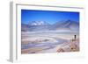 Man Standing on Rocks Looking over Miscanti Laguna, Turquoise Mineral Lake, San Pedro De Atacama-Kimberly Walker-Framed Photographic Print