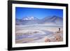 Man Standing on Rocks Looking over Miscanti Laguna, Turquoise Mineral Lake, San Pedro De Atacama-Kimberly Walker-Framed Photographic Print