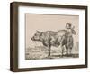 Man standing with bull-Adriaen van de Velde-Framed Premium Giclee Print