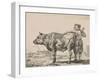 Man standing with bull-Adriaen van de Velde-Framed Giclee Print