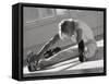 Man Stretching in Gym, New York, New York, USA-Chris Trotman-Framed Stretched Canvas