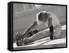 Man Stretching in Gym, New York, New York, USA-Chris Trotman-Framed Stretched Canvas