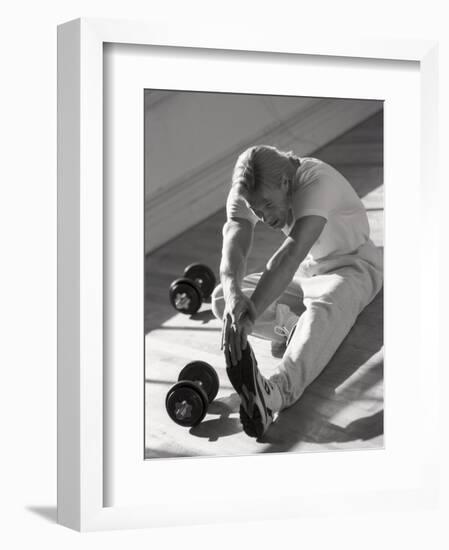 Man Stretching in Gym, New York, New York, USA-Chris Trotman-Framed Photographic Print