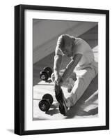 Man Stretching in Gym, New York, New York, USA-Chris Trotman-Framed Photographic Print