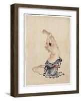 Man Stretching, Published 1830-50-Katsushika Hokusai-Framed Giclee Print