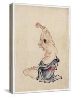 Man Stretching, Published 1830-50-Katsushika Hokusai-Stretched Canvas