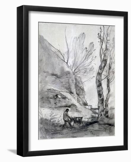 Man Struggling with a Goat, C1816-1875-Jean-Baptiste-Camille Corot-Framed Giclee Print