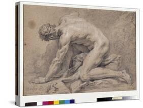 Man Study, 1741 (Drawing)-Jean-Baptiste Oudry-Stretched Canvas