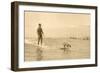 Man Surfing with Dog-null-Framed Premium Giclee Print