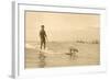 Man Surfing with Dog-null-Framed Art Print