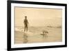 Man Surfing with Dog-null-Framed Premium Giclee Print
