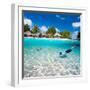 Man Swimming in a Tropical Lagoon in Front of Exotic Island-BlueOrange Studio-Framed Photographic Print