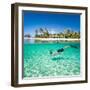 Man Swimming in a Tropical Lagoon in Front of Exotic Island-BlueOrange Studio-Framed Photographic Print