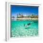 Man Swimming in a Tropical Lagoon in Front of Exotic Island-BlueOrange Studio-Framed Photographic Print