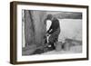 Man Tapping Sugar Maple Tree to Collect Maple Syrup, Vermont, 1940-Marion Post Wolcott-Framed Photographic Print