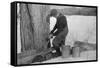Man Tapping Sugar Maple Tree to Collect Maple Syrup, Vermont, 1940-Marion Post Wolcott-Framed Stretched Canvas