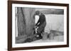 Man Tapping Sugar Maple Tree to Collect Maple Syrup, Vermont, 1940-Marion Post Wolcott-Framed Photographic Print