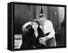 Man Telling Woman Spooky Story-null-Framed Stretched Canvas