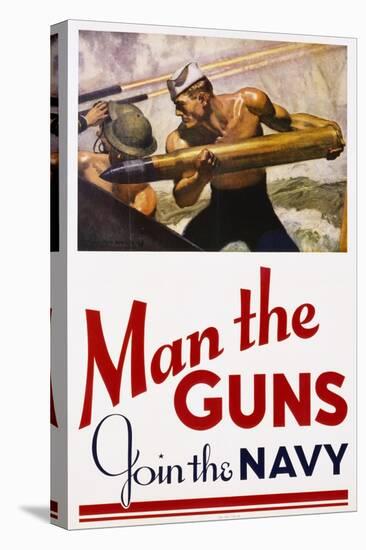 Man the Guns - Join the Navy Recruitment Poster-McClelland Barclay-Stretched Canvas
