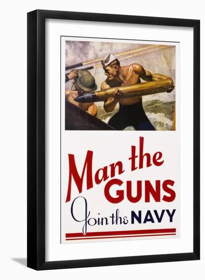 Man the Guns - Join the Navy Recruitment Poster-McClelland Barclay-Framed Premium Giclee Print