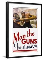 Man the Guns - Join the Navy Recruitment Poster-McClelland Barclay-Framed Giclee Print