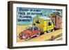 Man Towing a Trailer and an Outhouse, Outdoor Plumbing-Lantern Press-Framed Art Print