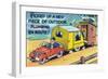 Man Towing a Trailer and an Outhouse, Outdoor Plumbing-Lantern Press-Framed Art Print