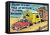 Man Towing a Trailer and an Outhouse, Outdoor Plumbing-Lantern Press-Framed Stretched Canvas