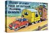 Man Towing a Trailer and an Outhouse, Outdoor Plumbing-Lantern Press-Stretched Canvas
