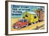 Man Towing a Trailer and an Outhouse, Outdoor Plumbing-Lantern Press-Framed Art Print