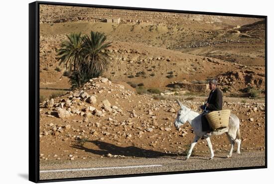 Man traveling on a donkey, Douirette, Tataouine, Tunisia-Godong-Framed Stretched Canvas