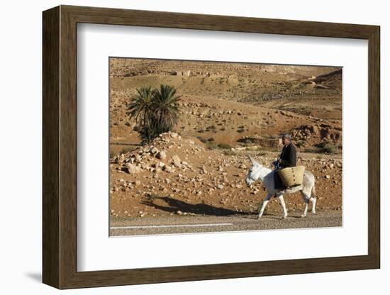 Man traveling on a donkey, Douirette, Tataouine, Tunisia-Godong-Framed Photographic Print